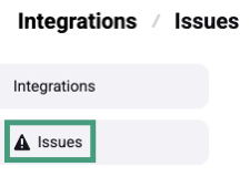 Issues link in left navigation panel